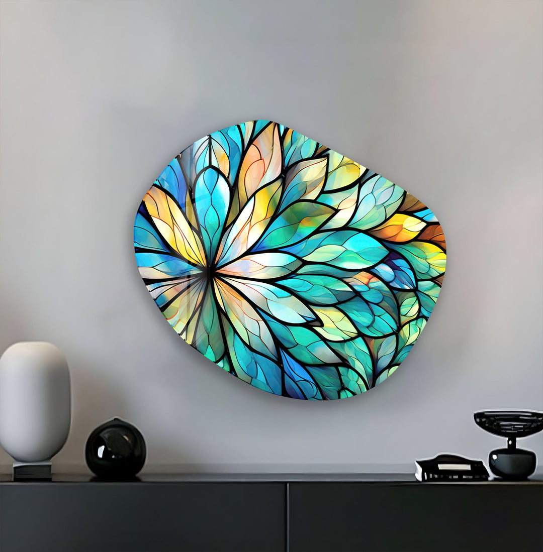 Floral Stained Print Glass Wall Art
, print picture on glass, Tempered Glass Wall Art
