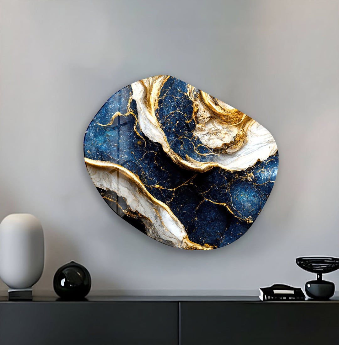 Navy Marble Decorative Glass Wall Art, glass photo prints, glass picture prints
