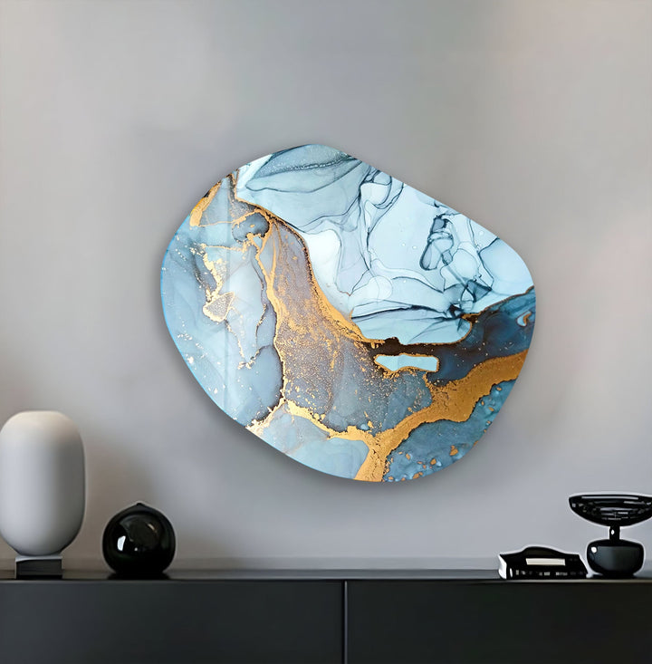 Watercolor Soft Blue Oval Glass Wall Art, art glass wall art, glass wall art pictures
