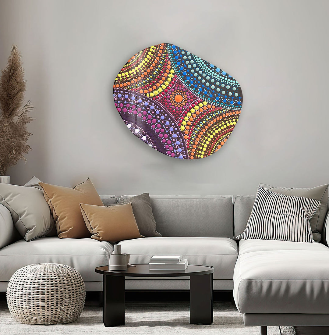 Mosaic Rainbow Color Glass Wall Art, print on glass, glass printed photos

