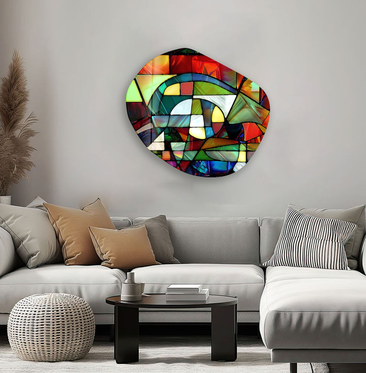 Colorful Stained Pattern Glass Wall Art, print on glass, glass printed photos
