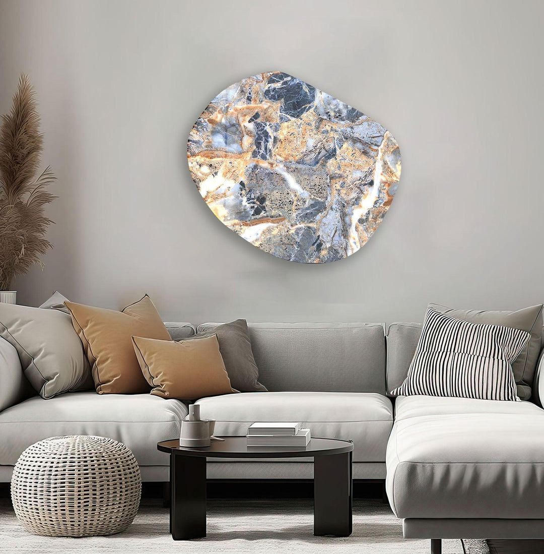 Blue Marble Printing Oval Glass Wall Art, glass pictures for Wall, glass prints wall art
