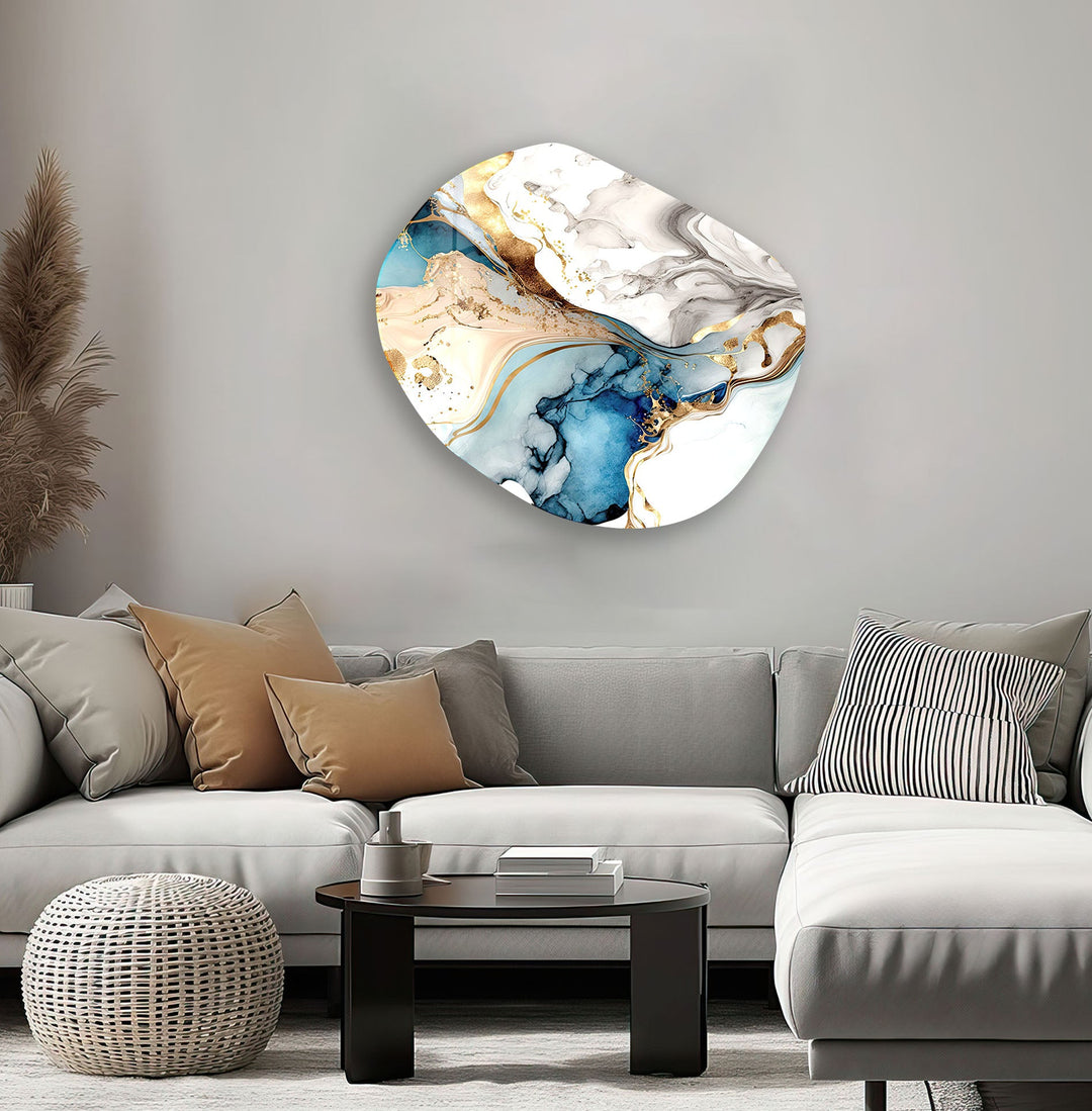 Vivid Golden Alcohol Ink Glass Wall Art, print picture on glass, Tempered Glass Wall Art
