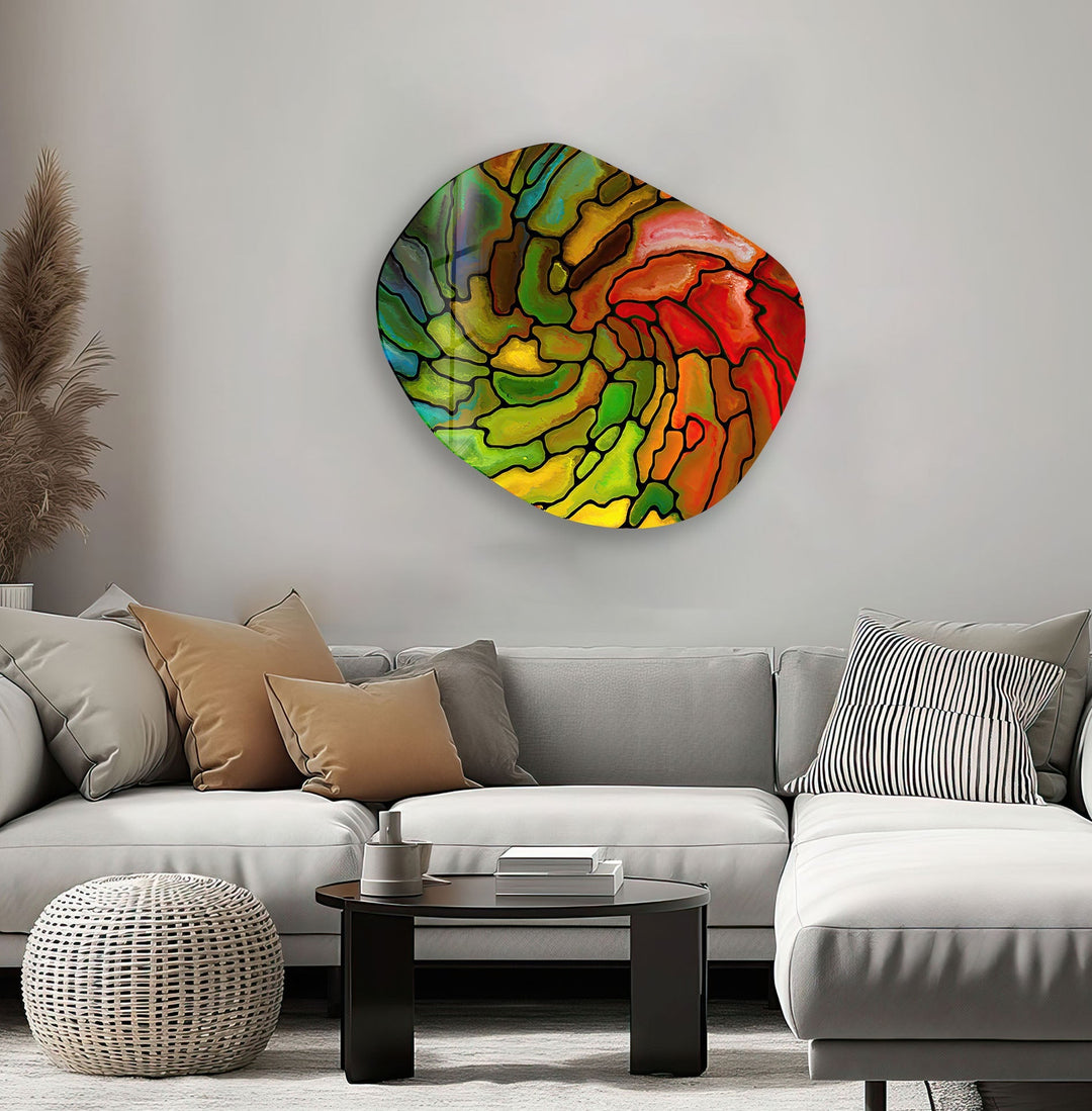 Red & Green Stained Pattern Glass Wall Art, stained glass wall art, stained glass wall decor
