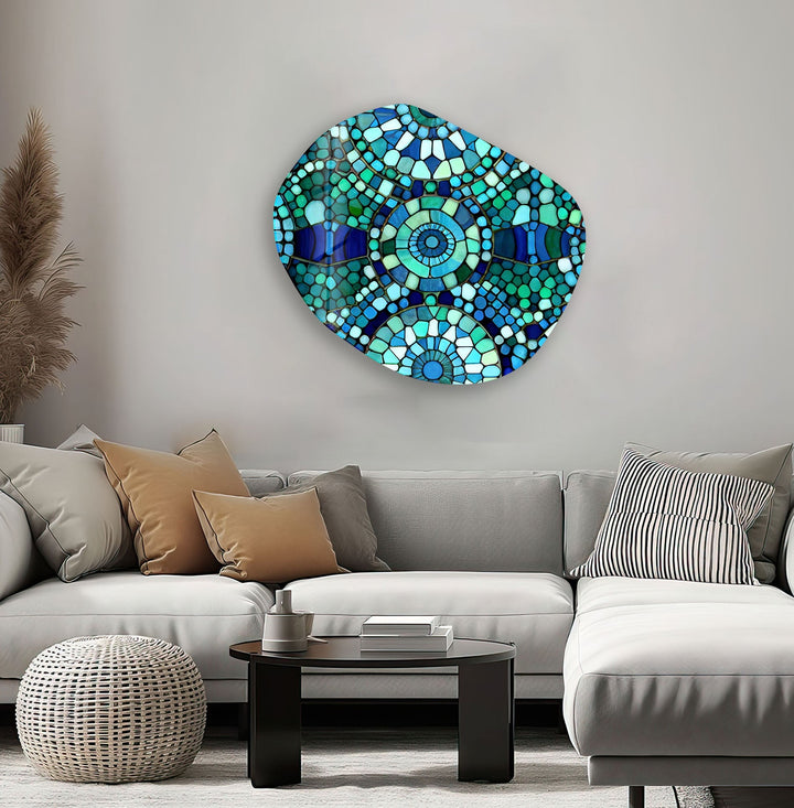 Green Stained Printing Glass Wall Art, glass art painting, glass art for the Wall
