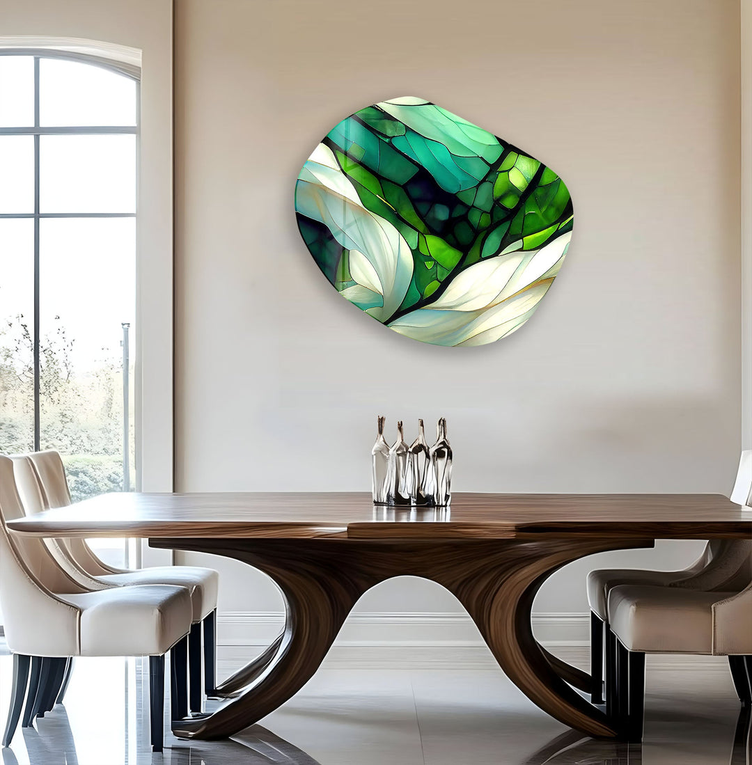 Green Stained Pattern Glass Wall Art, stained glass wall art, stained glass wall decor
