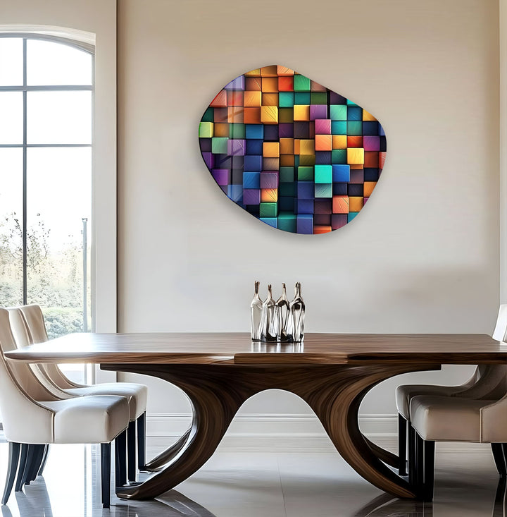 Colorful Modern Decorative Oval Glass Wall Art, photo print on glass, prints on glass wall art
