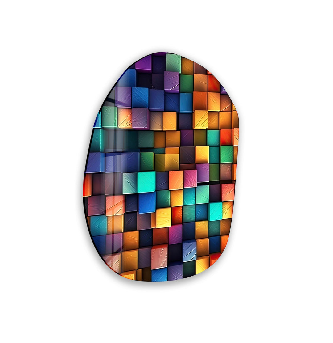 Colorful Modern Decorative Oval Glass Wall Art, glass photo prints, glass picture prints
