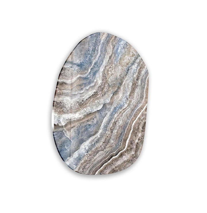 Blue & Beige Marble Oval Glass Wall Art, glass pictures for Wall, glass prints wall art
