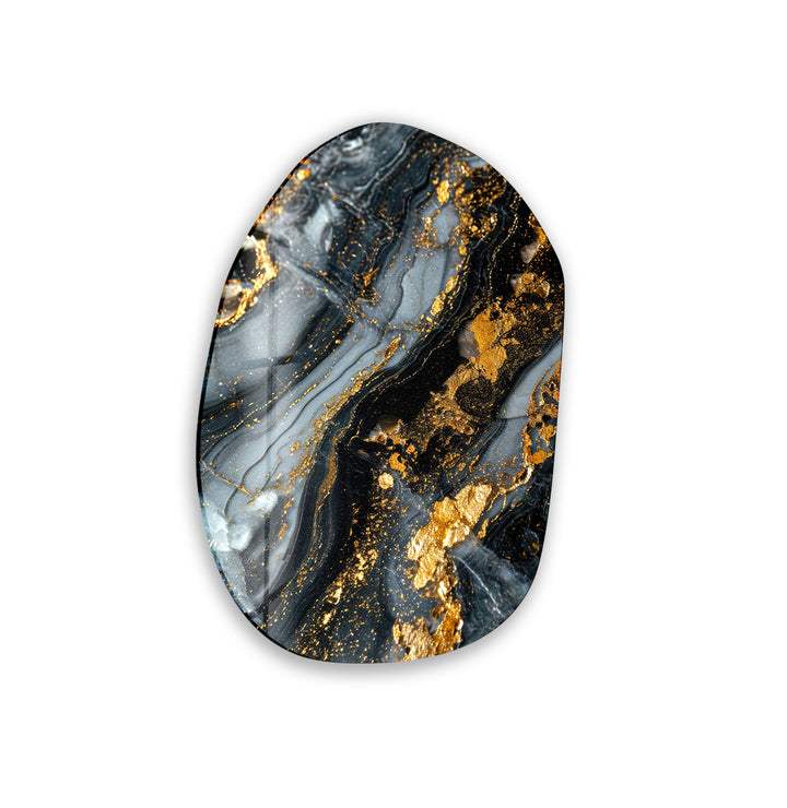 Dark Grey Marble Oval Glass Wall Art, glass pictures for Wall, glass prints wall art
