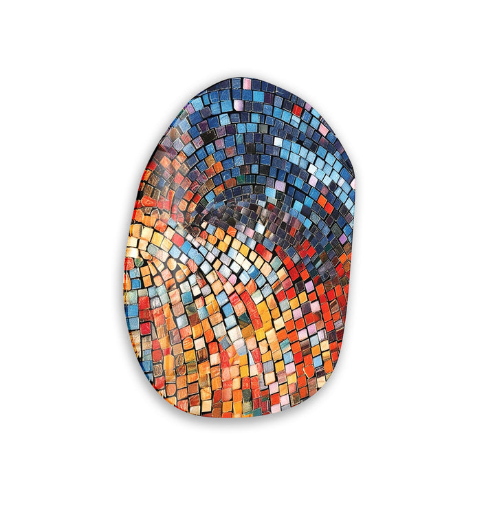 Decorative Blue Mosaic Print Glass Wall Art, large glass photo prints, glass wall photos
