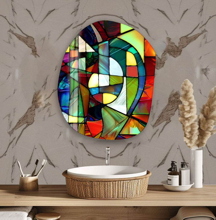 Colorful Stained Pattern Glass Wall Art, glass photo prints, glass picture prints
