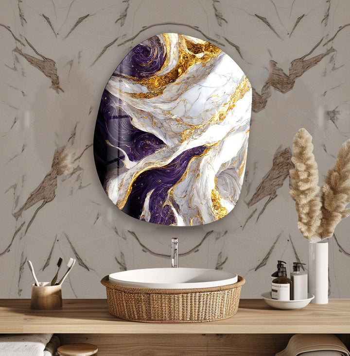 Modern Marble Decor Glass Wall Art, Glass Printing Wall Art, Print photos on glass
