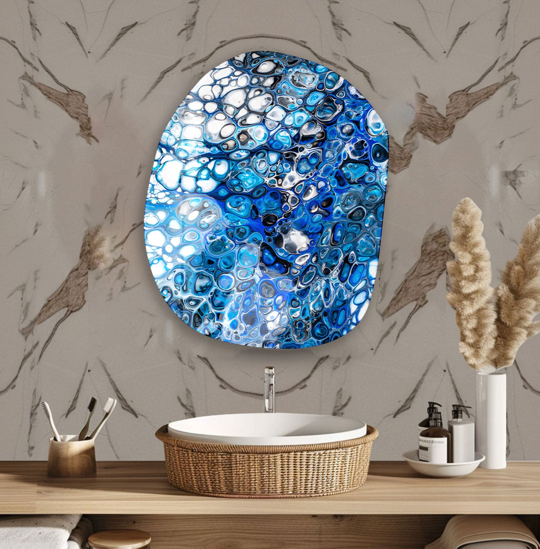 Blue Marbled Printing Glass Wall Art, glass image printing, glass prints from photos
