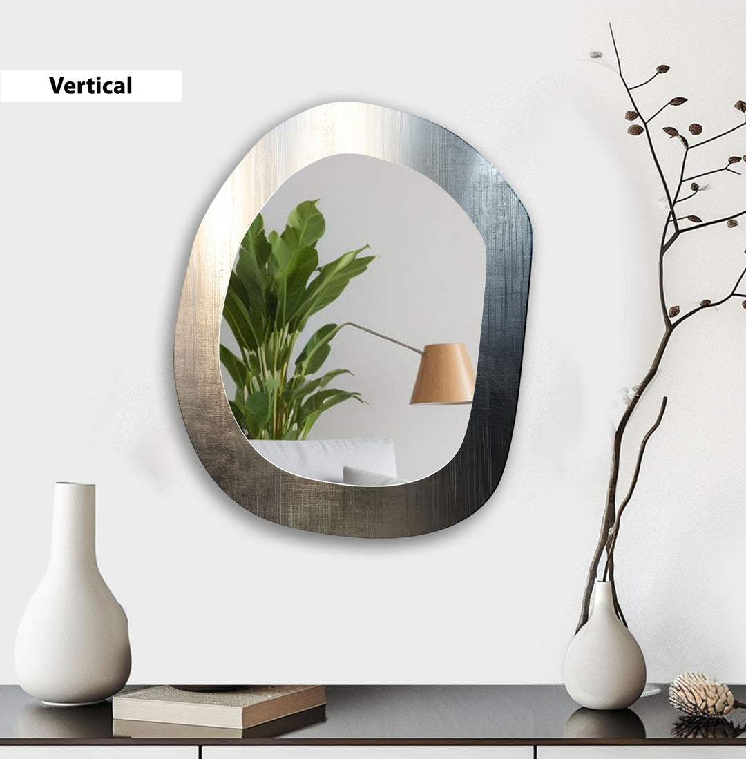 Gray Metallic Modern Wall Mirror