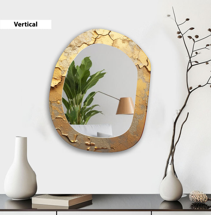 Asymmetrical Gold Marble Wall Mirror