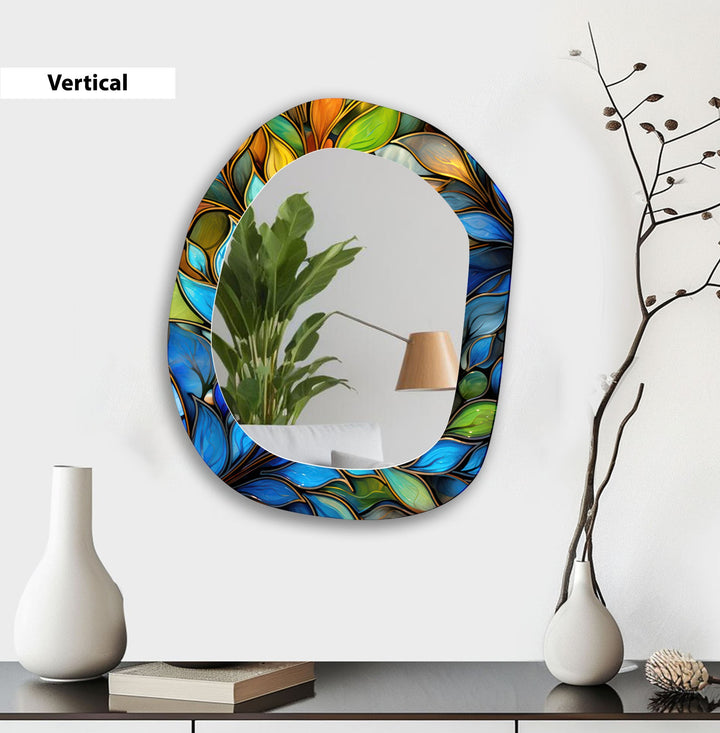 Color Leaf Stained Wall Mirror