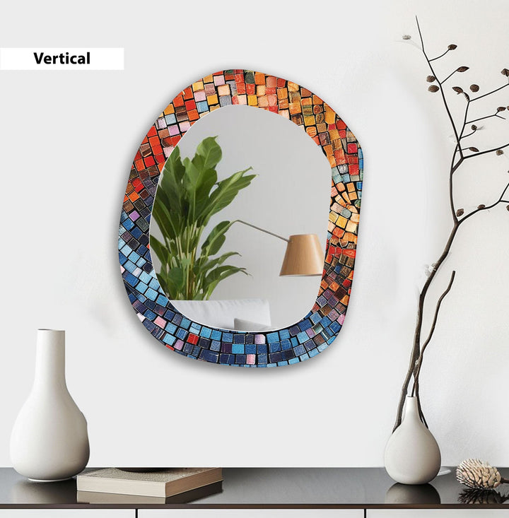 Modern Asymmetrical Mosaic Wall Mirror