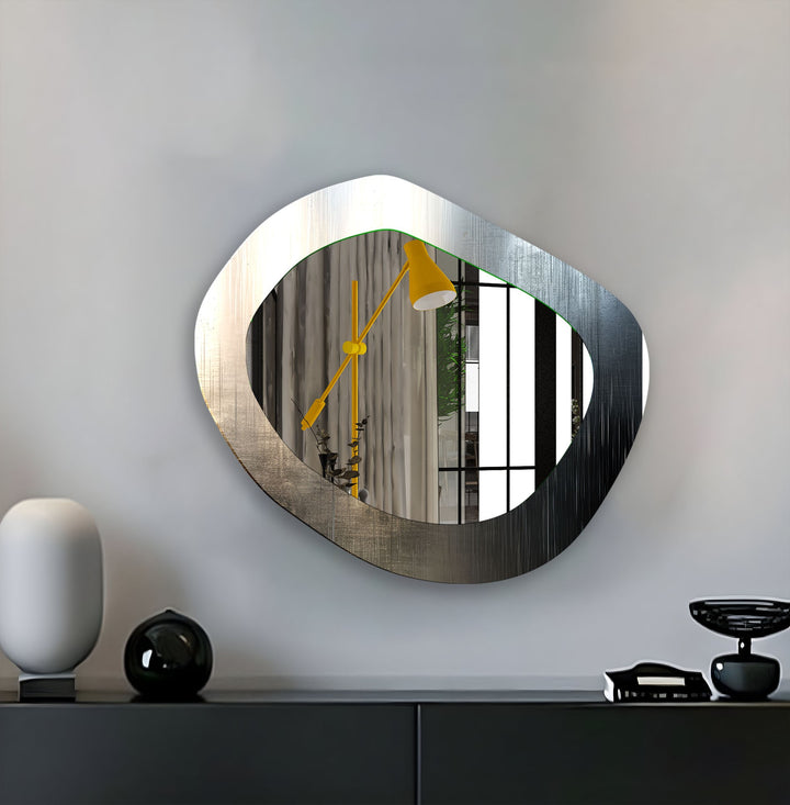 Gray Metallic Modern Wall Mirror