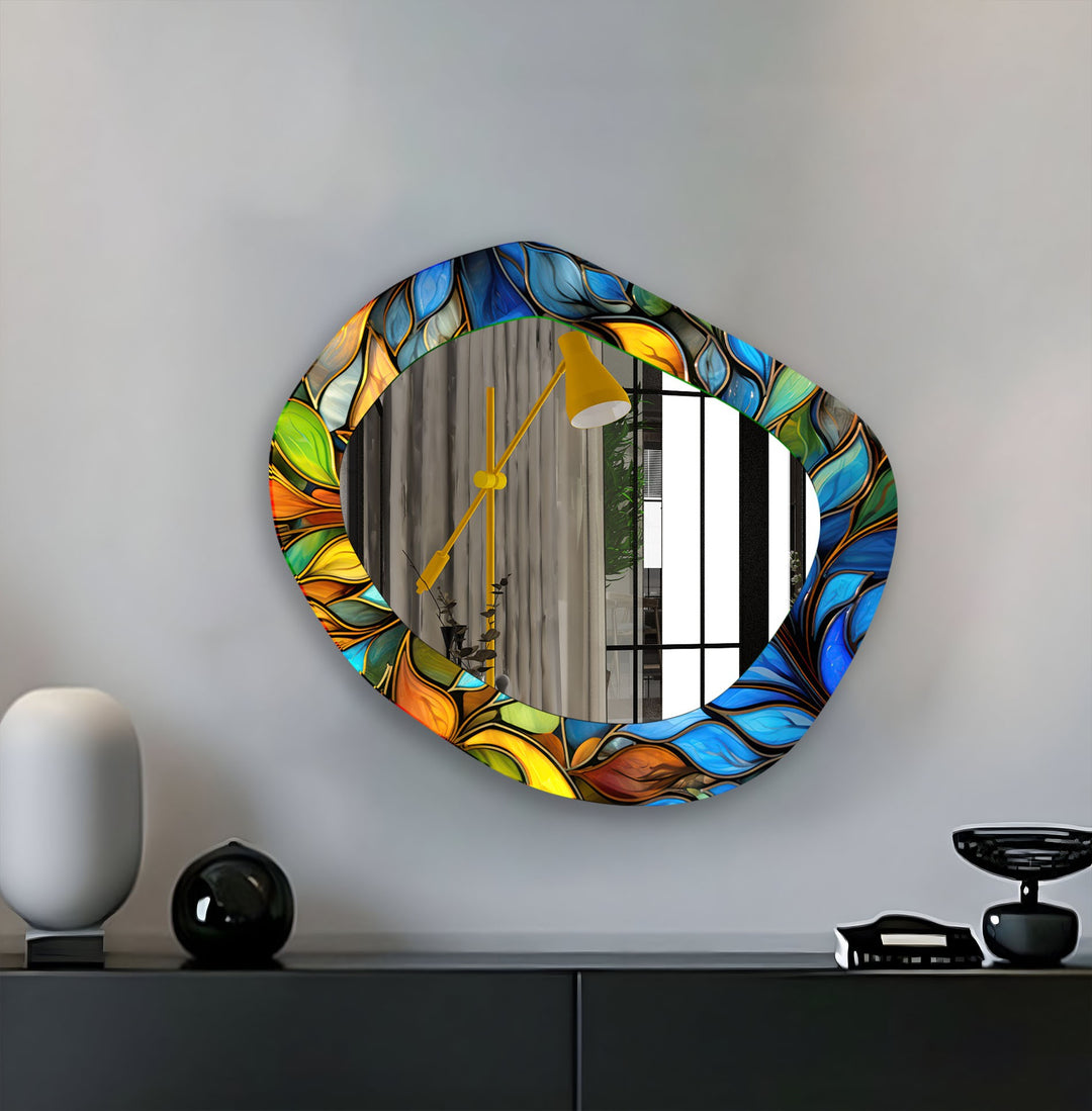 Color Leaf Stained Wall Mirror