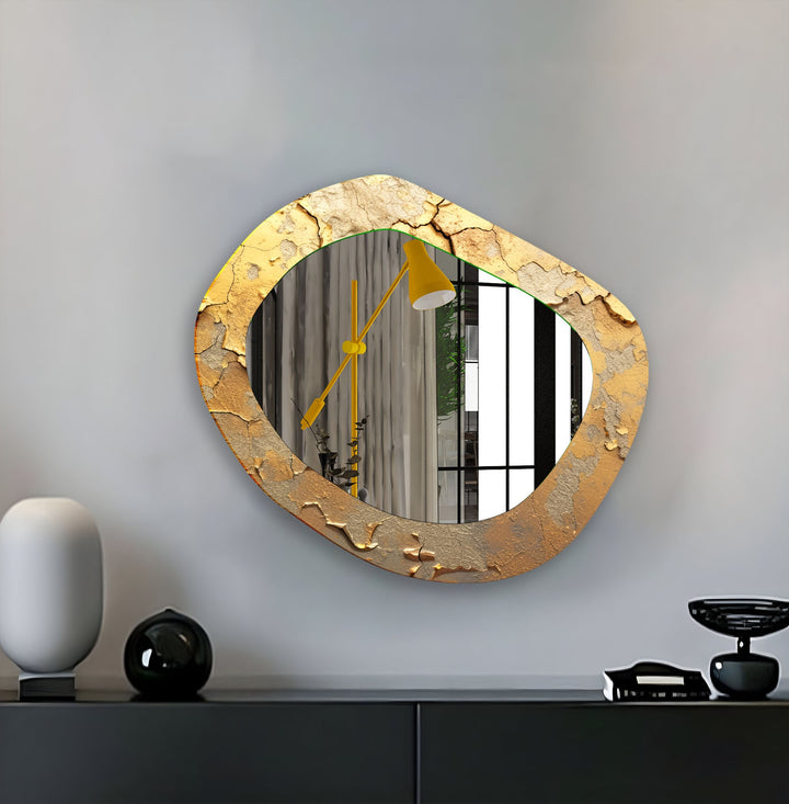 Asymmetrical Gold Marble Wall Mirror