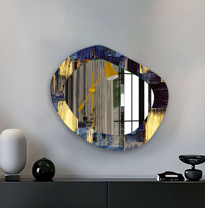 Blue Stained Living Room Mirror