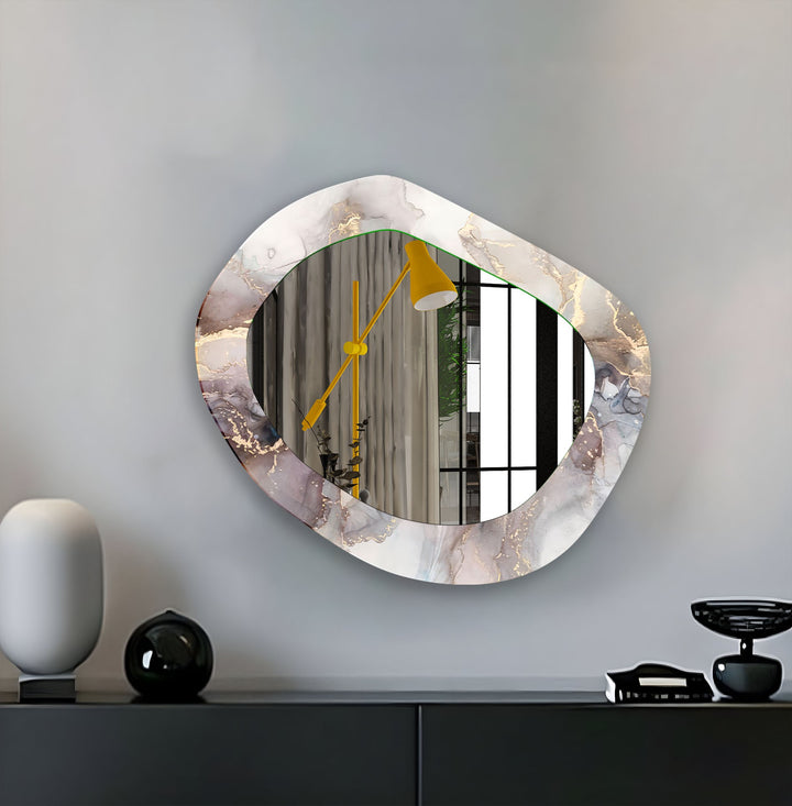 Gray Abstract  Wall Mirror