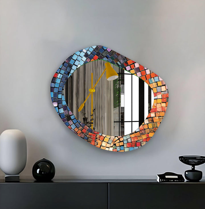 Red and Blue Mosaic Wall Mirror