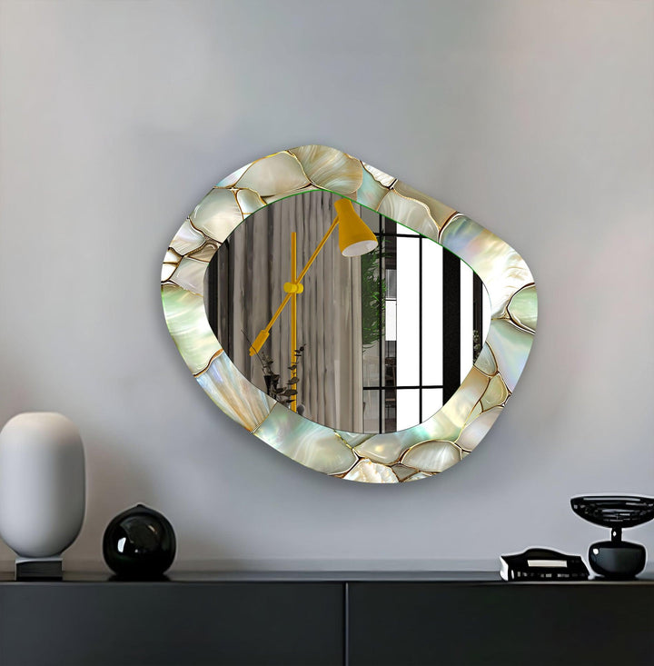 Stained Asymmetrical Wall Mirror