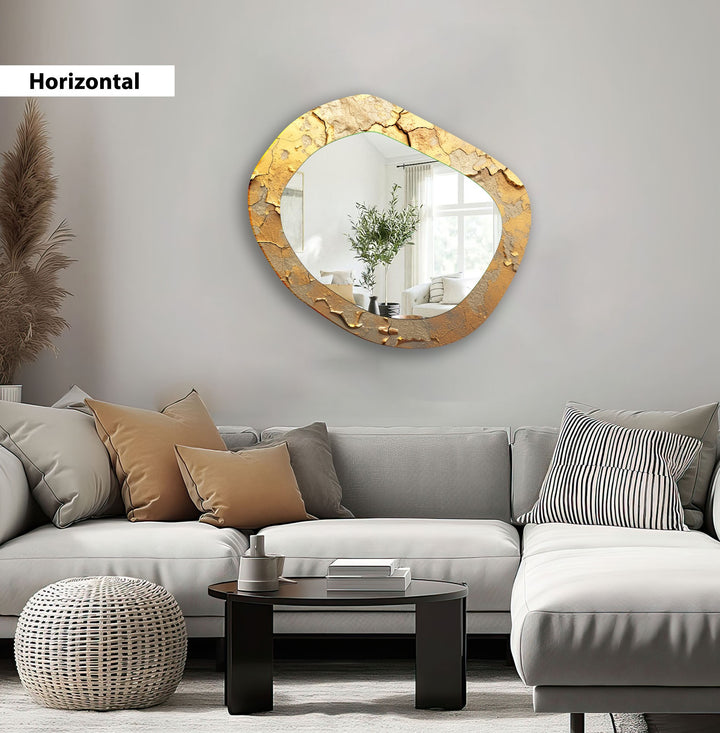 Asymmetrical Gold Marble Wall Mirror