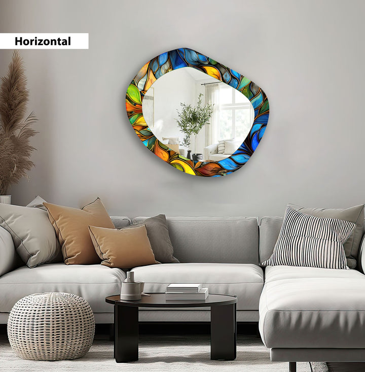 Color Leaf Stained Wall Mirror