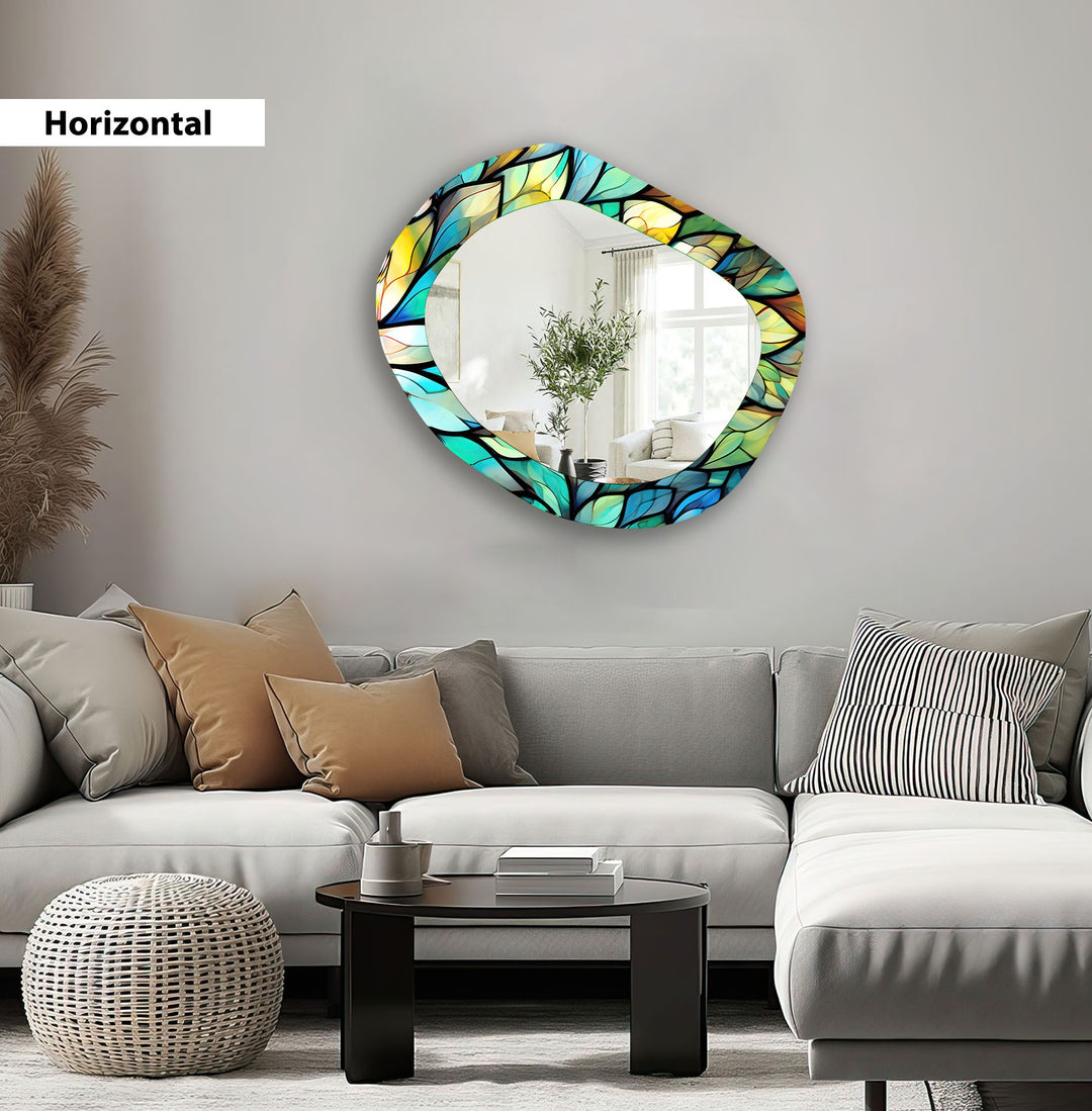 Irregular Green leaf Wall Mirror