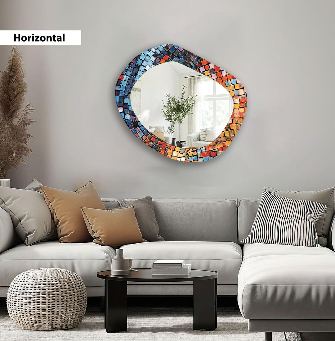 Modern Asymmetrical Mosaic Wall Mirror