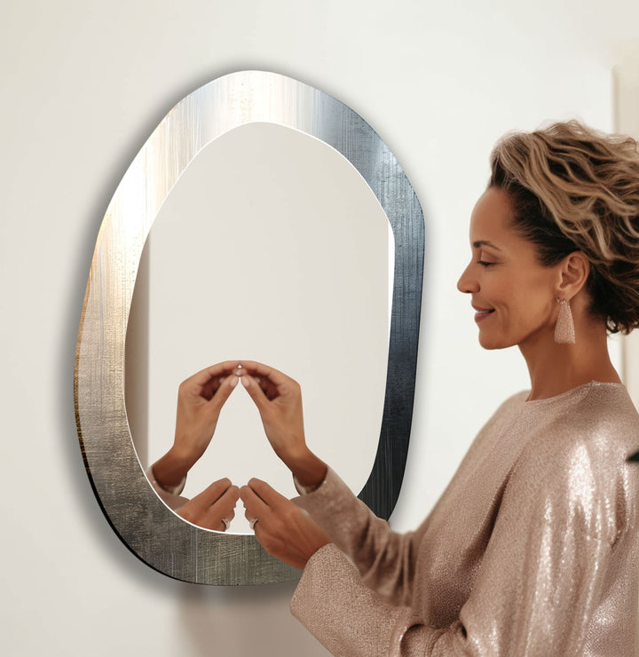 Gray Metallic Modern Wall Mirror