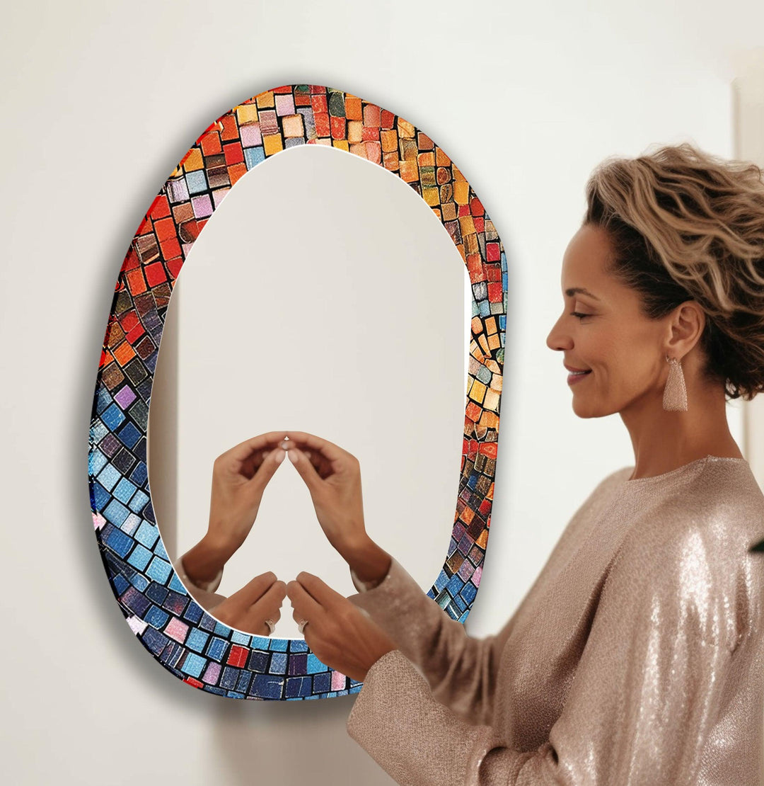 Modern Asymmetrical Mosaic Wall Mirror