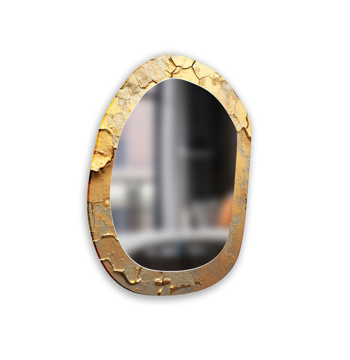 Asymmetrical Gold Marble Wall Mirror