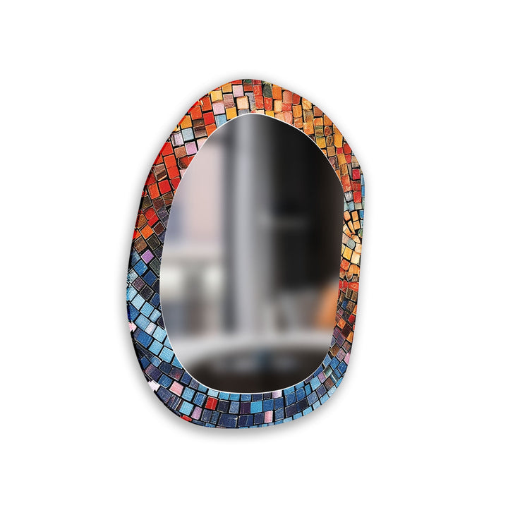 Red and Blue Mosaic Wall Mirror