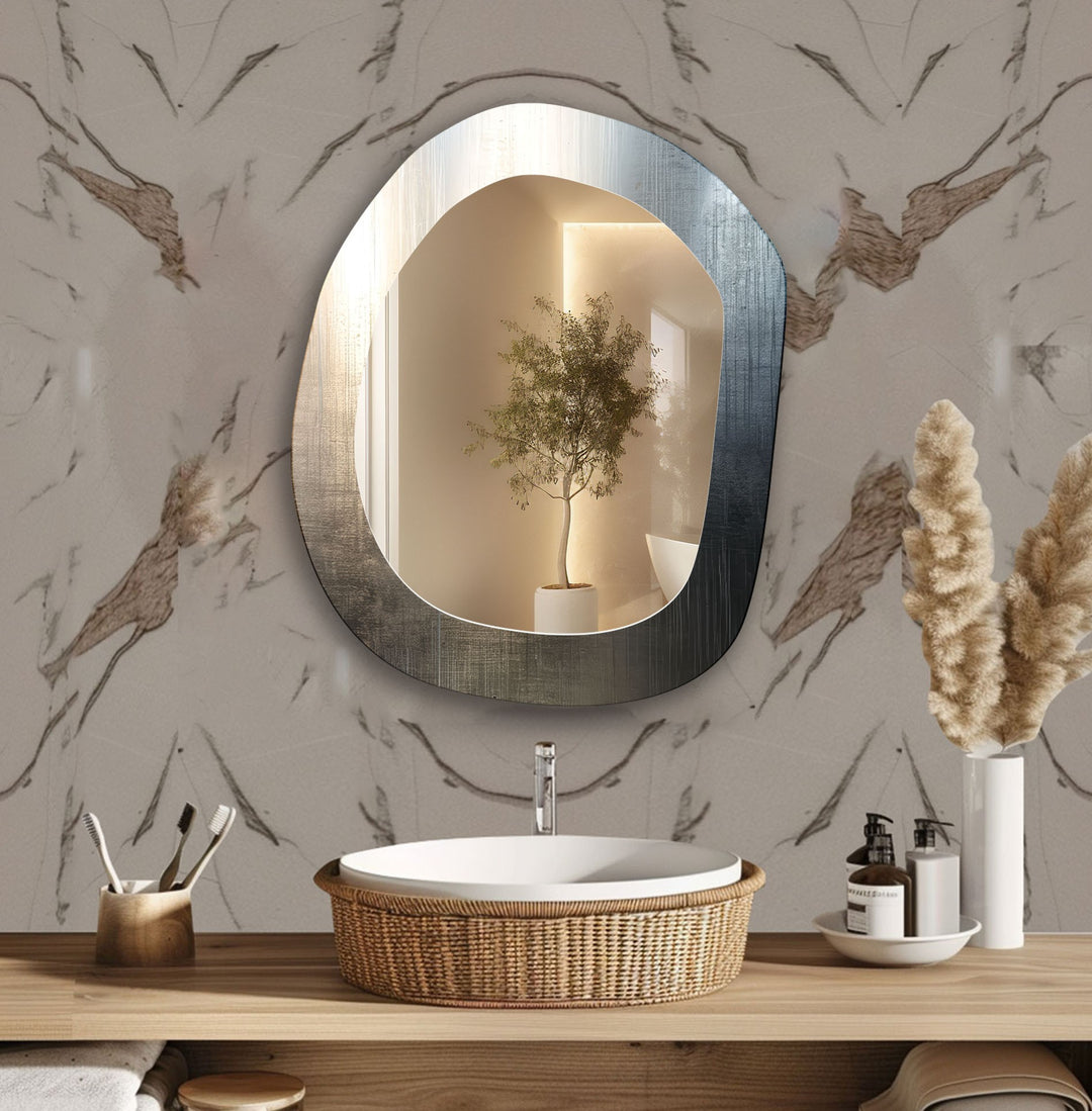 Gray Metallic Modern Wall Mirror