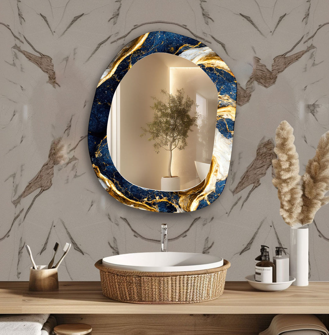 Irregular Gold Abstract  Wall Mirror