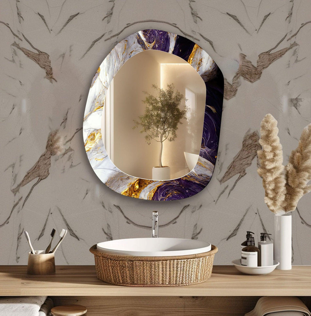 Purple And White Wall Mirror