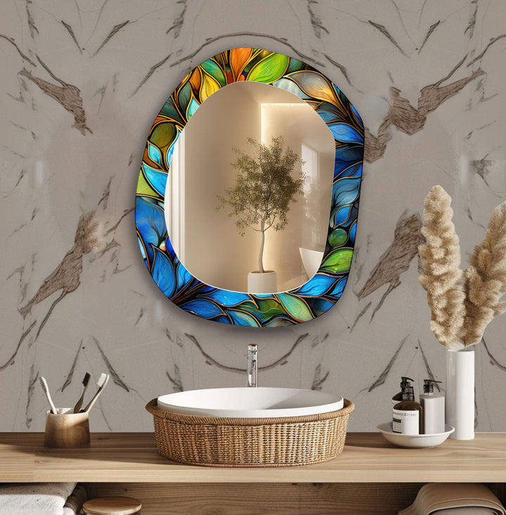 Color Leaf Stained Wall Mirror