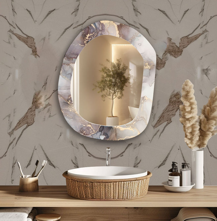 Gray Abstract  Wall Mirror