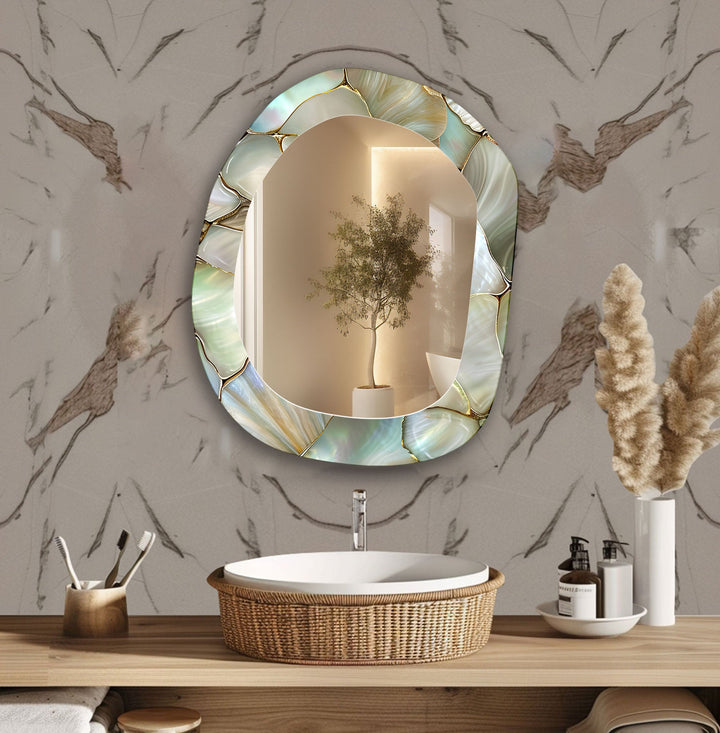 Stained Asymmetrical Wall Mirror