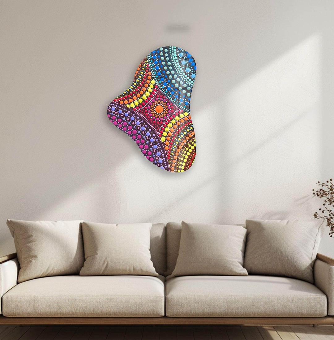 Colorful Mosaic Pattern Asymmetric Glass Wall Art, glass image printing, glass prints from photos
