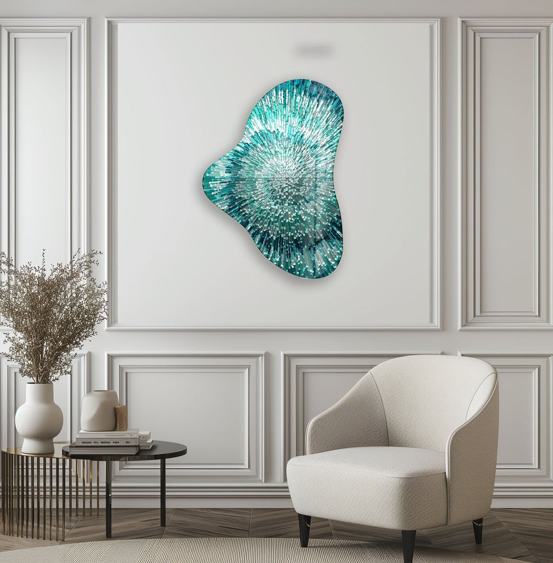 Turquoise Lines Abstarct Glass Wall Art, glass image printing, glass prints from photos
