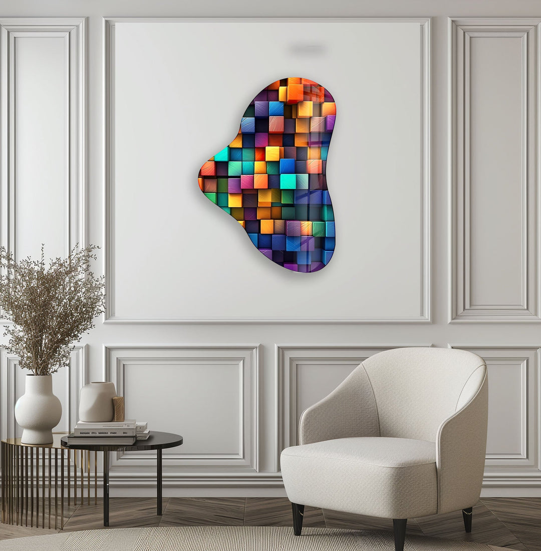 Colorful Cubes Asymmetrical Glass Wall Art, art glass wall art, glass wall art pictures
