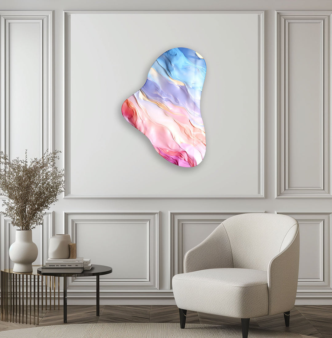 Pink Abstarct Asymmetric Glass Wall Art, print picture on glass, Tempered Glass Wall Art

