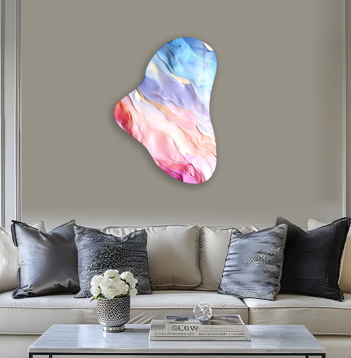 Pink Abstarct Asymmetric Glass Wall Art, glass photo prints, glass picture prints
