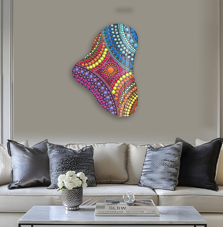 Colorful Mosaic Pattern Asymmetric Glass Wall Art, glass photo prints, glass picture prints
