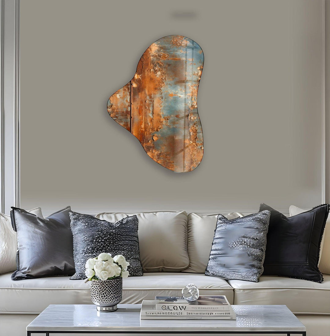 Grey & Brown Abstarct Glass Wall Art, glass art painting, glass art for the Wall
